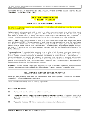 Colorado Brokerage Disclosure to Buyer/Tenant