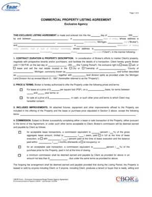 Commercial Property Listing Agreement