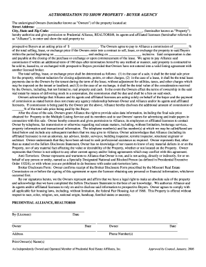 Authorization to Show Property - Buyer Agency