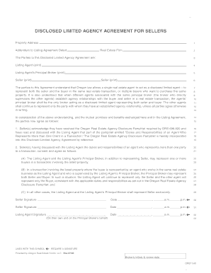 Oregon Disclosed Limited Agency Agreement for Sellers