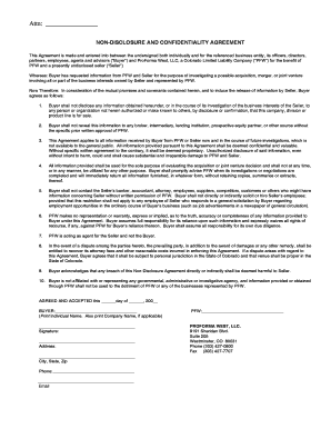 Non-Disclosure and Confidentiality Agreement