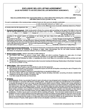 Exclusive Seller Listing Agreement