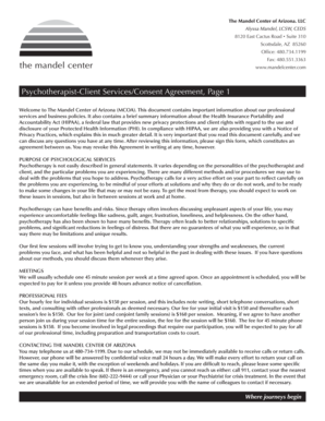 Psychotherapist-Client Services/Consent Agreement