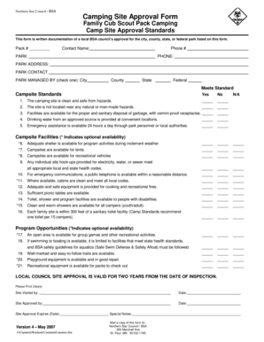 BSA Camping Site Approval Form