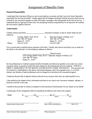 Assignment of Benefits Form