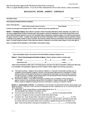 Kentucky Exclusive Buyer Agency Contract