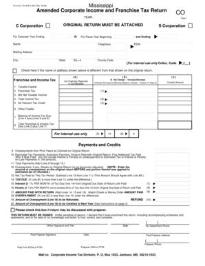 Mississippi Amended Corporate Income and Franchise Tax Return