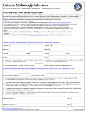 Med-Arbitration Joint Submission Agreement