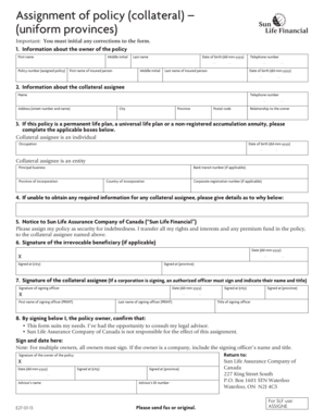 Policy Collateral Assignment Form
