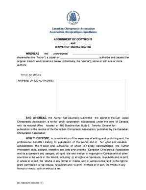 Assignment of Copyright and Waiver of Moral Rights