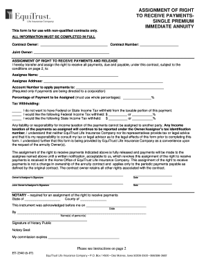 Assignment of Right to Receive Payments