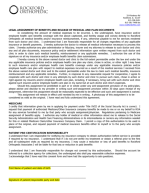 Legal Assignment of Benefits and Release of Medical Documents