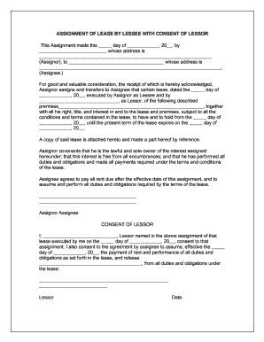 Assignment of Lease by Lessee with Consent of Lessor