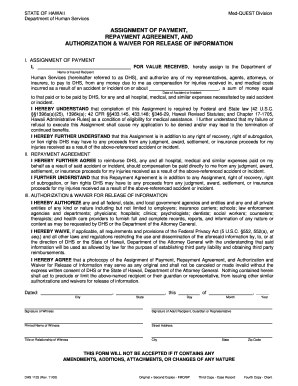 Hawaii Assignment of Payment and Repayment Agreement