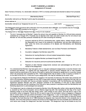 Dairy Farmers of America Assignment of Account