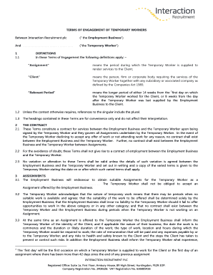 Temporary Worker Engagement Agreement