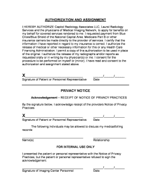Authorization and Assignment for Medical Services