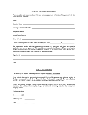 Request for Lease Assignment