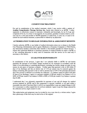 Consent for Treatment and Authorization Form