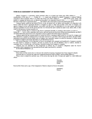 Assignment of Escrow Funds