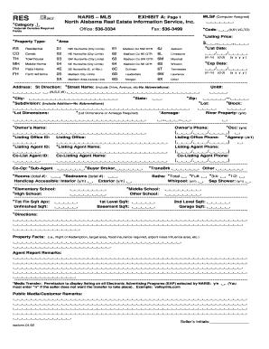 North Alabama Real Estate MLS Listing Form