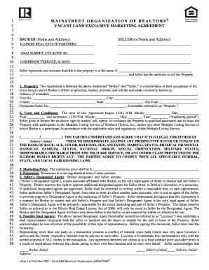 Vacant Land Exclusive Marketing Agreement