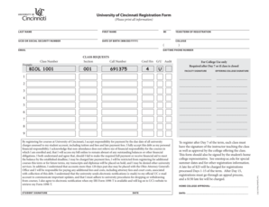 University of Cincinnati Registration Form
