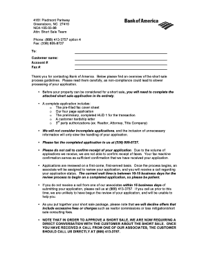 Bank of America Short Sale Application