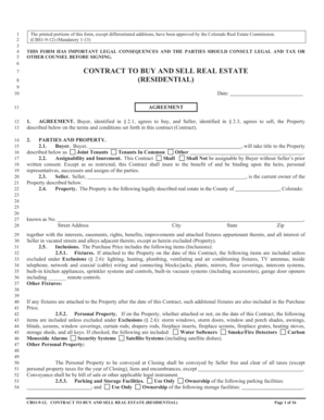 Colorado Residential Real Estate Purchase Agreement