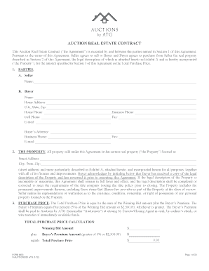 Auction Real Estate Contract