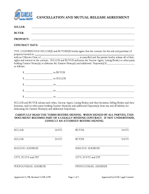 Dd cancellation application - CANCELLATION AGREEMENT & MUTUAL RELEASE