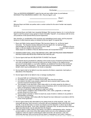Earnest Money Escrow Agreement