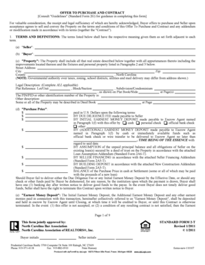 North Carolina Offer to Purchase and Contract