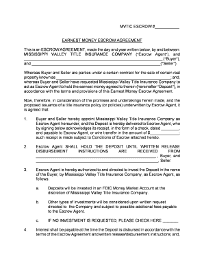 Earnest Money Escrow Agreement