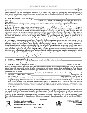 North Carolina Offer to Purchase and Contract