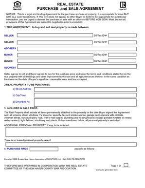 Connecticut Real Estate Purchase and Sale Agreement