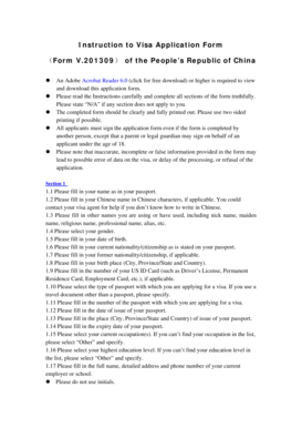 China Visa Application Form V.201309