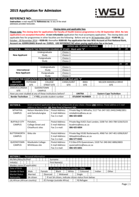 2015 Application for Admission