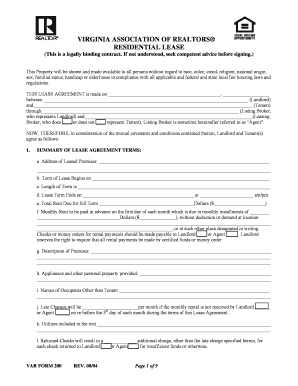 Virginia Residential Lease Agreement