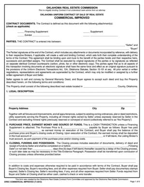 Oklahoma Uniform Contract of Sale of Real Estate