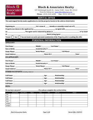 North Carolina Rental Offer Form