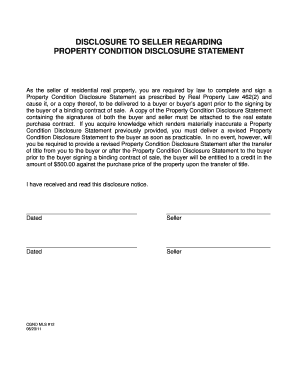 Property Condition Disclosure Statement