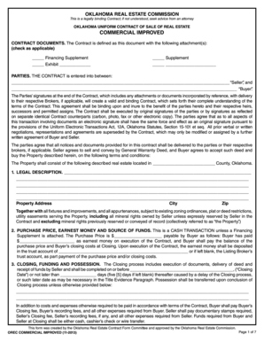 Oklahoma Uniform Contract of Sale of Real Estate