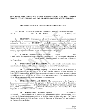 Auction Contract to Buy and Sell Real Estate