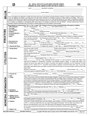 Rhode Island Real Estate Sales Disclosure Form