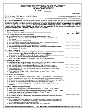 Georgia Seller’s Property Disclosure Statement