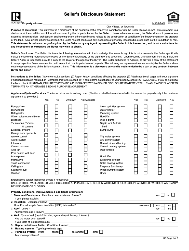 Sellers Disclosure Statement Sellers Disclosure Statement Preview on Page 1