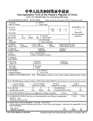 China Visa Application Form