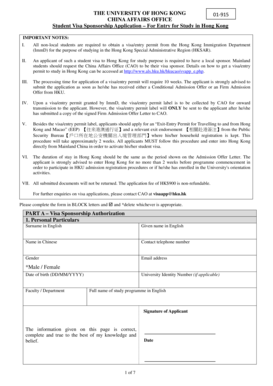 Student Visa Sponsorship Application – For Entry for Study in Hong Kong