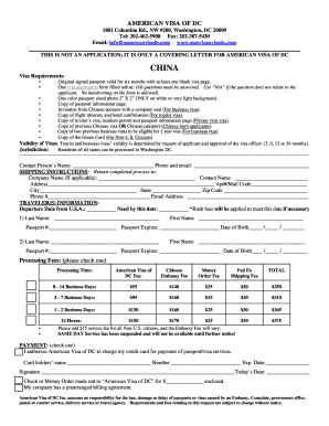 American Visa of DC Application Cover Letter